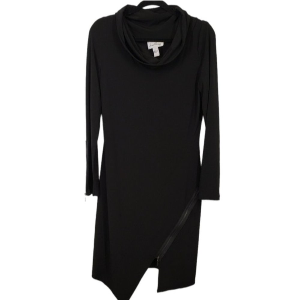Joseph Ribkoff Cowl Neck Asymmetrical Hem Long Sleeve Dress Black Size 10